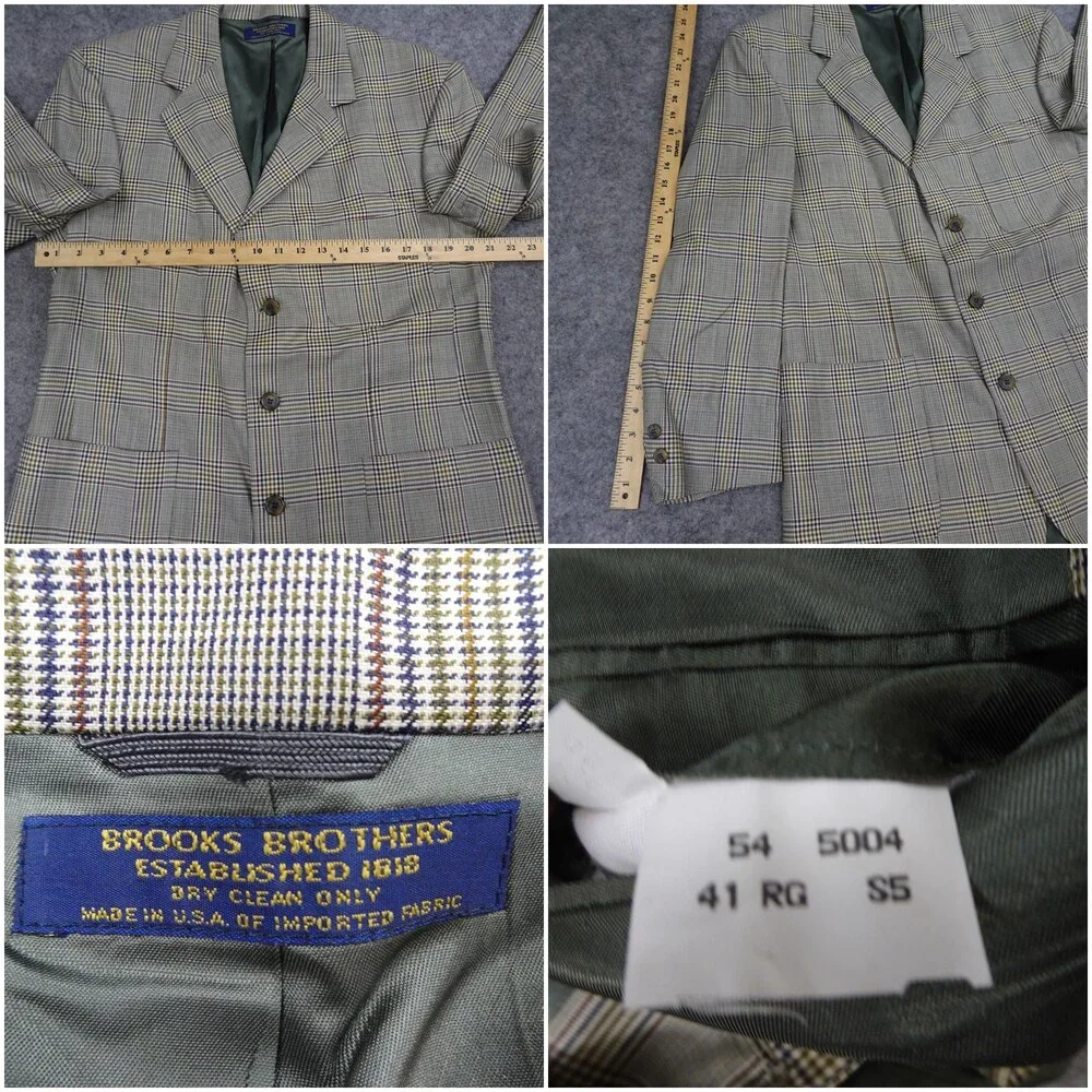 Brooks Brother Sports Jacket Mens 41R Brown Wool Coat Blazer Plaid